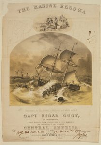 O brigue Marine resgatando passageiros em barcos salva-vidas do navio a vapor SS América Central depois de ter sido apanhado num furacão ao largo das Carolinas em Setembro de 1857. Mais de 550 afogados e 30.000 libras (14.000 kg) de ouro californiano foram de American School