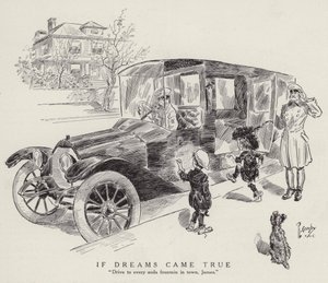 O sonho de um jovem rapaz que deseja ser conduzido por um motorista a todas as fontes de refrigerantes da cidade (litografia) de American School