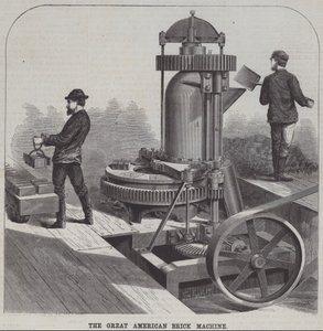 A grande máquina de tijolos americana (gravura) de American School