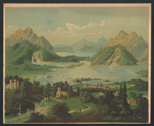 Os lagos de Killarney, c.1878 (chromolitho) de American School