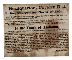 Para a Juventude do Alabama: Estamos chamando as armas! (broadside recrutamento), 25 de março de 1864 de American School