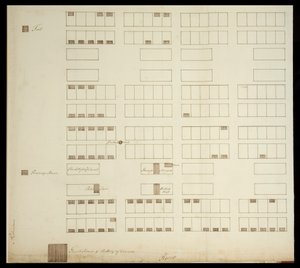 Town Plan of Savannah, c.1733 (caneta e tinta sobre papel) de American School