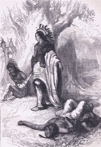 Uncas e Miantonomoh (1643), ilustração de Cassell