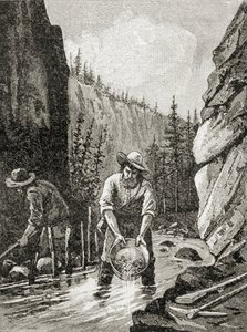 Lavando ouro, de "Uma Breve História dos Estados Unidos", publicado pela AS Barnes und Co. em 1885 de American School