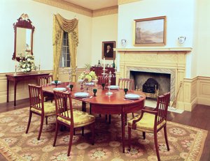 Salão branco sala de jantar, perto de Charleston Carolina do Sul, 1818 de American School