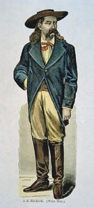 "Wild Bill" Hickok (1837-76) (corte de madeira colorido) de American School