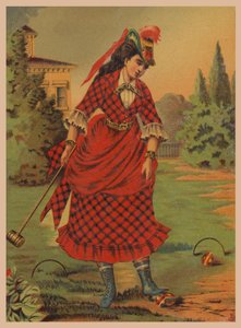Mulher a jogar croquet (cromolitografia) de American School