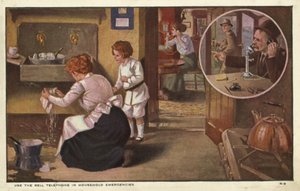 Mulher a telefonar a um canalizador (cor litho) de American School
