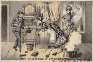 Mulheres limpando e esfregando de American School