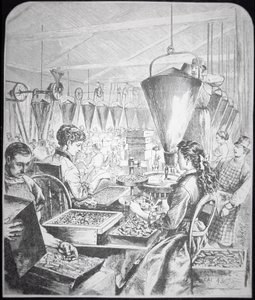 Mulheres que trabalham na fábrica de munições, Bridgeport, Conneticut (gravura) de American School