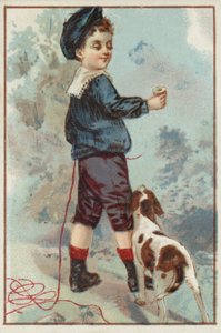 Menino jovem, com, cão de American School