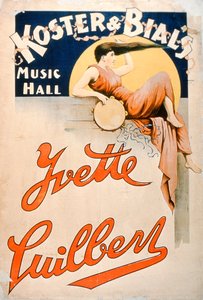 Yvette Guilbert (c.1869-1944) no Koster and Bials Music Hall, em Nova York de American School