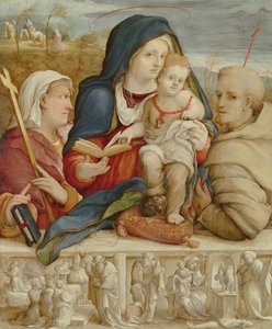 Virgem e Menino com Santa Helena e São Francisco (óleo sobre painel) de Amico Aspertini