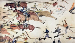 Batalha de Little Bighorn, Montana, EUA, 25-26 de junho de 1876 c1900 de Amos Bad Heart Buffalo