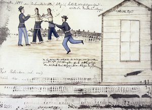 A morte de Crazy Horse (c.1842-77) em 1877, Fort Robinson, Nebraska (tinta no papel)