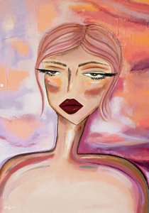 Retrato com Cabelo Rosa Melancólico de Amy Straley