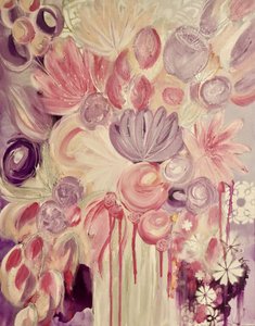 Flores em tons suaves de rosa e roxo