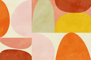 Geometria em tons pastel quentes de Ana Rut Bre
