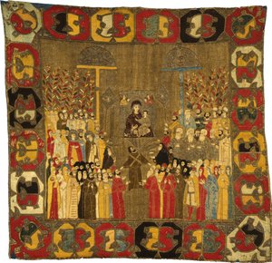 Procissão do Domingo de Ramos em Moscou, em 8 de abril de 1498. Zoe Palaiologina com as filhas deixadas sob, Ivan III, Elena da Valáquia, D, 1498