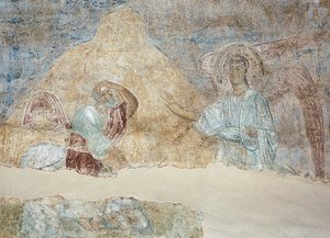 Balaão e o anjo de Ancient Russian frescos