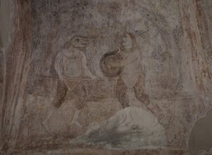 Cena de luta em Hippodrom, século XI de Ancient Russian frescos