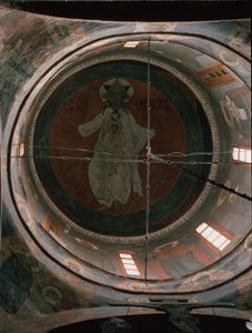 Jeová. Pintura de cúpula na Catedral do Arcanjo Miguel do Kremlin de Moscou, 1652-1666 de Ancient Russian frescos