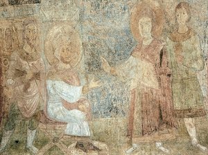 São Jorge diante do Imperador Diokletian de Ancient Russian frescos