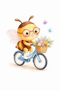 Passeio de bicicleta com abelhas fofas