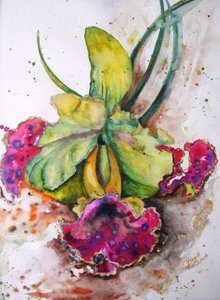 Orquídea em aquarela vibrante de Anda Bieza