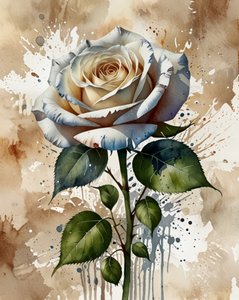 Rosa em aquarela branca