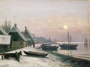 Barcos de pesca na luz do sol de inverno
