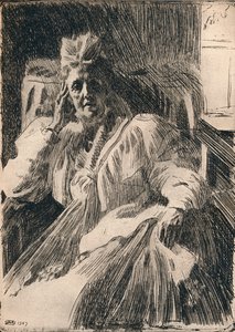 Uma gravura da rainha Dowagger da Suécia, c1909 de Anders Leonard Zorn