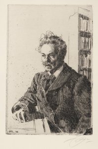 August Strindberg (1849-1912) - Zorn, Anders Leonard (1860-1920) - 1910 - Etching - 29,8x19,8 - Coleção Particular de Anders Leonard Zorn
