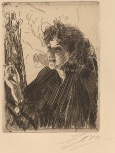 Garota com Cigarro, 1891. de Anders Leonard Zorn