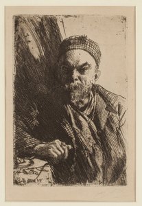 Retrato do poeta Paul Verlaine (1844-1896) - Zorn, Anders Leonard (1860-1920) - 1895 - Etching - 23,7x16 - Coleção Particular de Anders Leonard Zorn