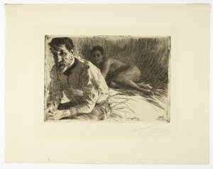 Augustus Saint Gaudens II (Saint Gaudens e seu modelo) de Anders Leonard Zorn