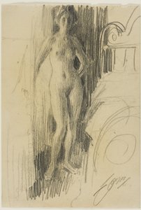 Figura nua em pé perto de uma cama de Anders Leonard Zorn