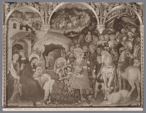 Reprodução fotográfica da pintura Adoração dos Magos de Gentile da Fabriano Firenze, Adorazione dei Magi (Gentile da Fabriano) Gall. Antica e Mod. (título no objeto) de Anderson (firma)