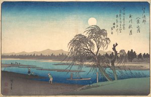 Lua de outono no rio Tama, ca. 1838., c. 1838. de Ando Hiroshige