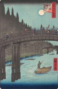 Mercado de bambu na Capital Bridge, 1857., 1857. de Ando Hiroshige