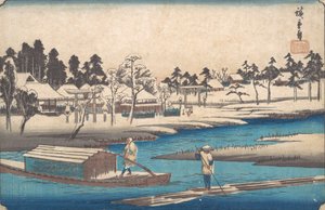 Limpando o tempo após a neve em Massaki. de Ando Hiroshige