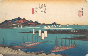 Vista distante da praia de Miho de Ejiri, ca. 1834., c. 1834. de Ando Hiroshige