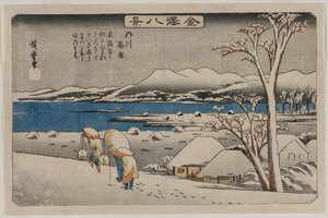 Evening Snow em Uchikawa da série Oito Vistas de Kanazawa, meados da década de 1830. de Ando Hiroshige