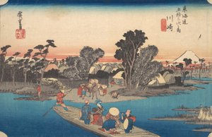 Ferry Boat Atravessando o Rio Rokugo, ca. 1834., c. 1834. de Ando Hiroshige