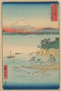Fuji de Miura, Sagami Soshu Miura no Kaijo, da série Trinta e Seis Vistas do Monte..., 1858. de Ando Hiroshige