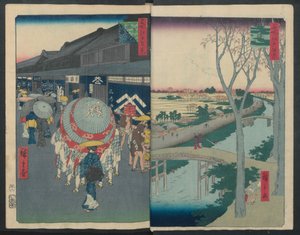 Campo de equitação de Hatsune, 1856-58., 1856-58 de Ando Hiroshige