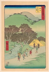 Minachi: Famou s Pine T Ree s Atte Foo t Fon t Hiramatsu (Mizuchi, Meisho Hiramatsu Yamano foot) grau de Ando Hiroshige