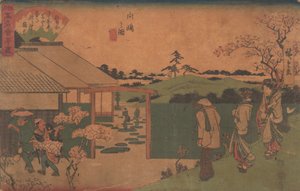 Figura de Mukojima Hiller Rock, não é? 1840. , mosquito. 1840. de Ando Hiroshige