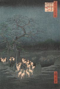 Fogueiras de Ano Novo na Árvore em Mudança, Oji, ca. 1857., c. 1857.