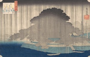 Night Rain em Karasaki, da série Eight Views of O-mi, ca. 1835., c. 1835. de Ando Hiroshige
